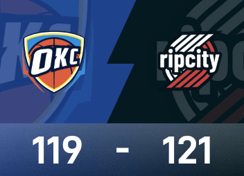 รายงานเกม NBA อาฟดิจา 26 แต้ม หยาง แฮนเซ่น ไม่ปรากฏ เทรลเบลเซอร์ส 121-119 ธันเดอร์